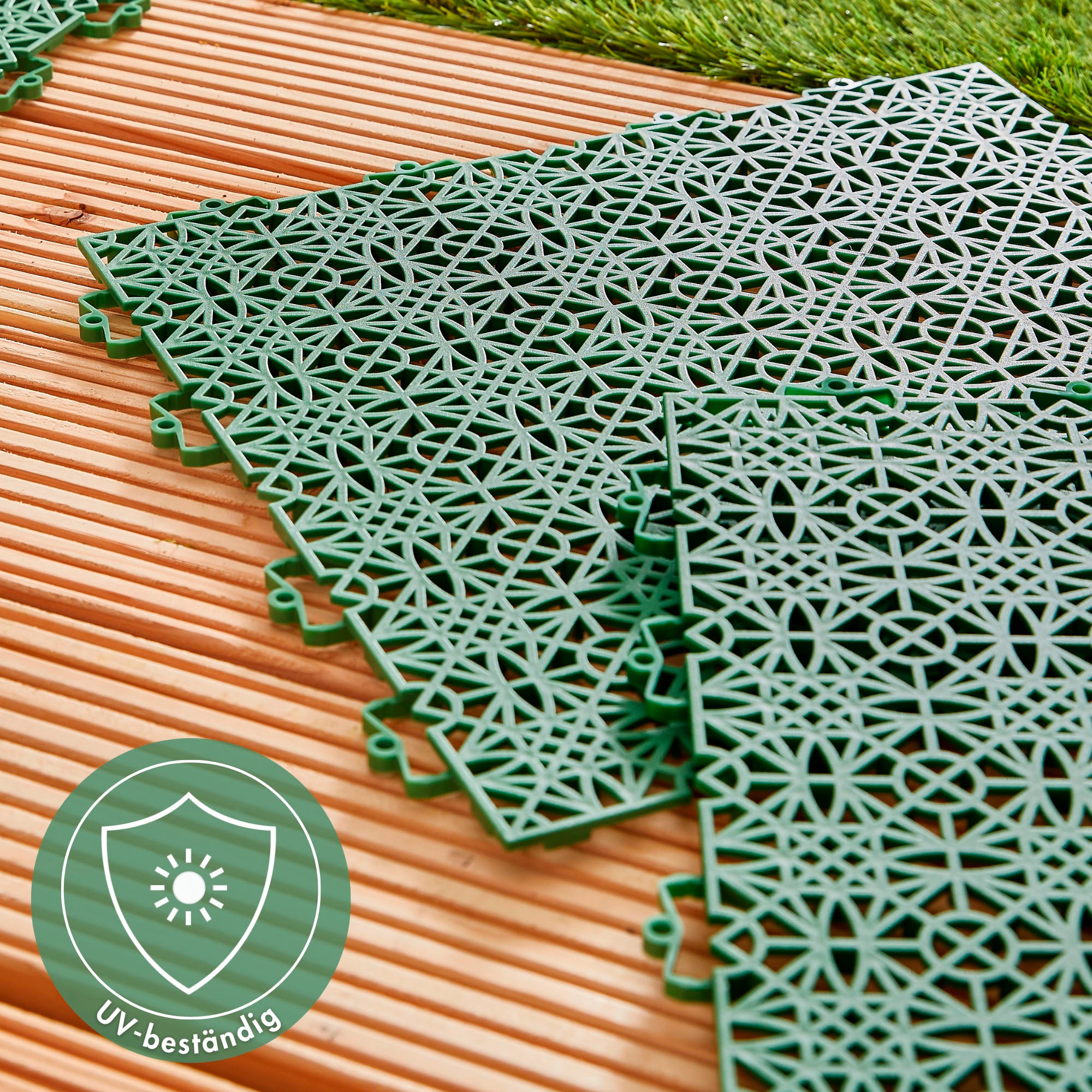 Andiamo Kunststoff-Fliesen »Terrassenfliesen Terra Sol, Made in Swiss« Packung, 7 Stk. tlg. Outdoor Klickfliesen, 38x38 cm, Set mit 1 qm, 2 qm, 5 qm, UV-beständig