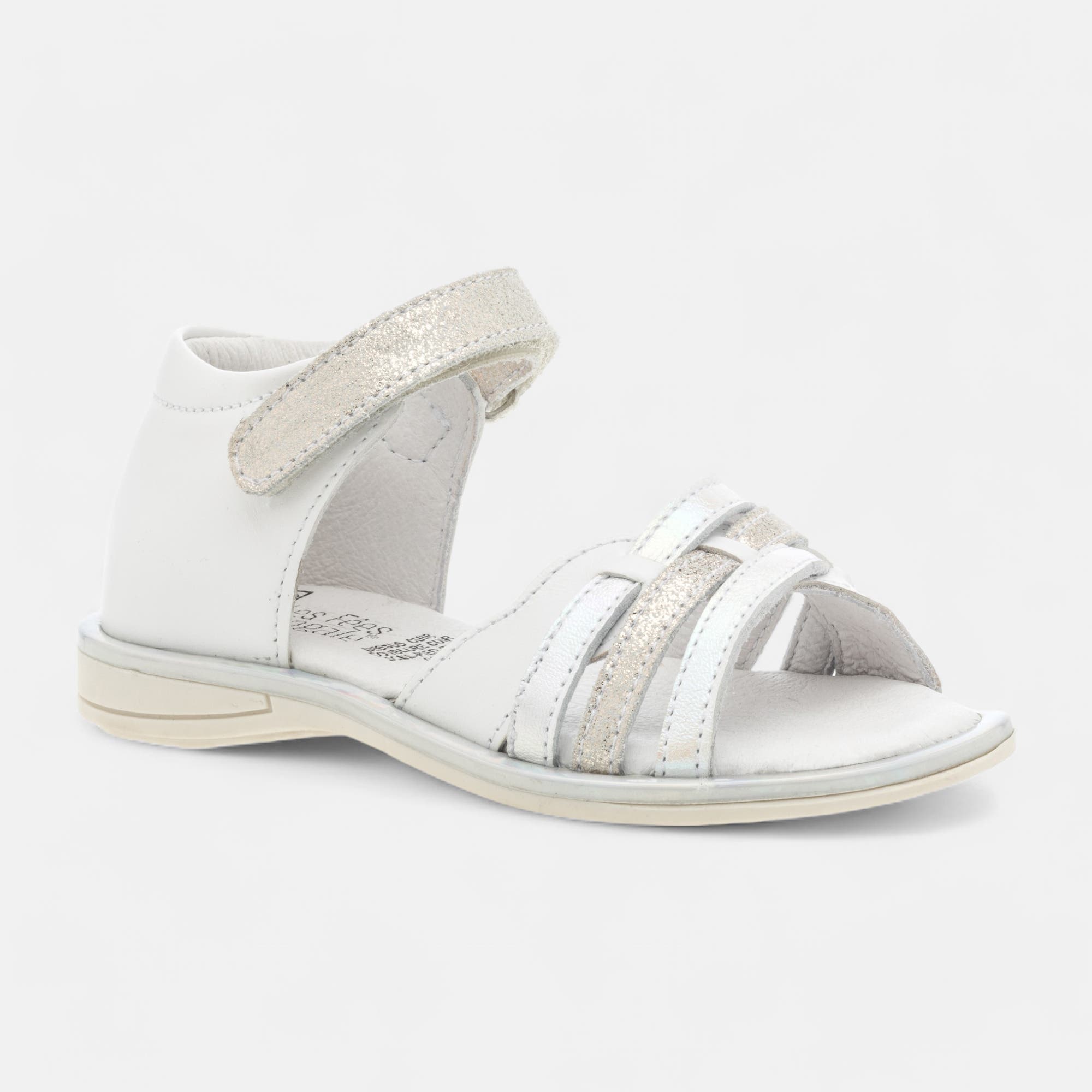 Nu-pieds Fille en cuir blanc