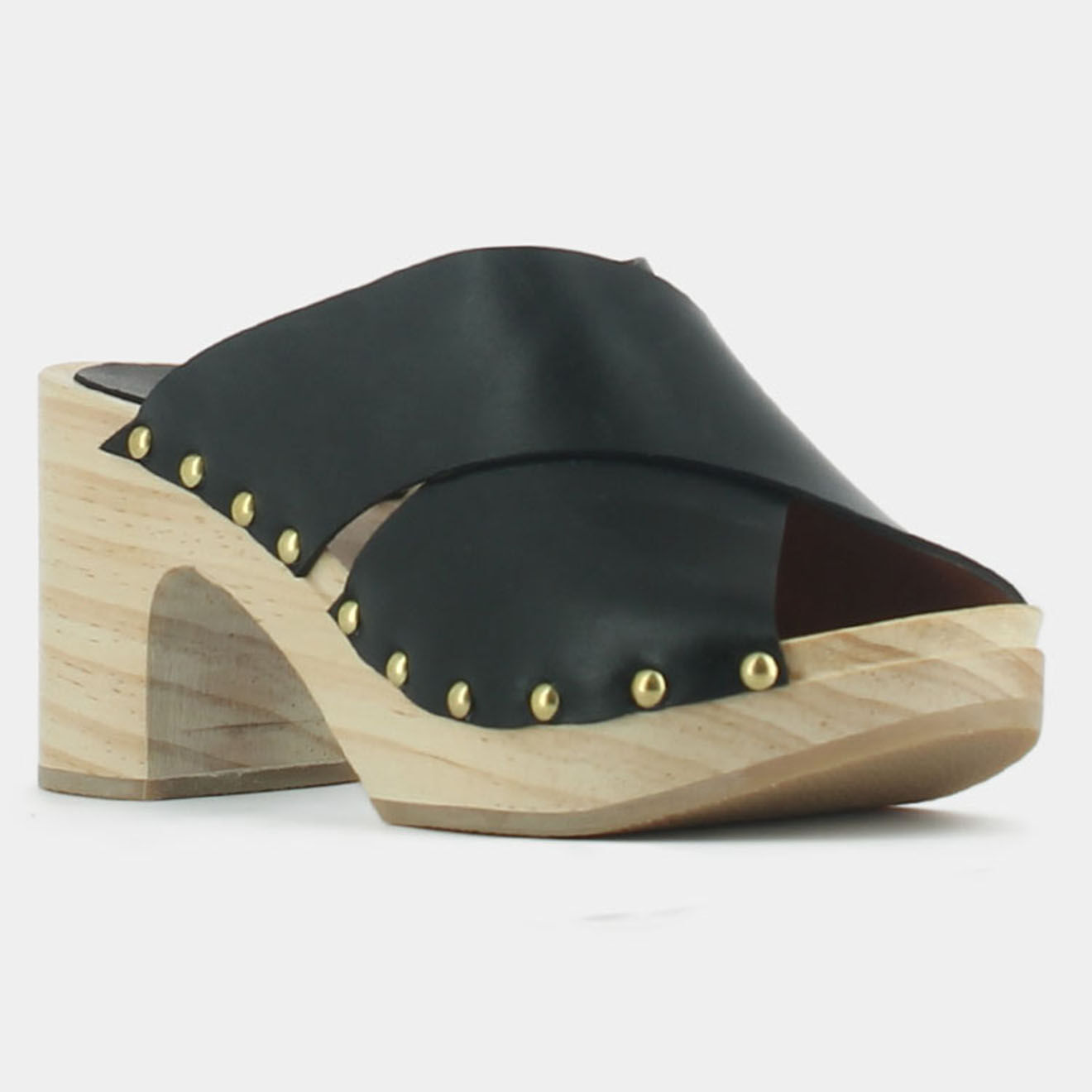 Jonak Mules sabots en Cuir Mahaut noires - Talon 8 cm