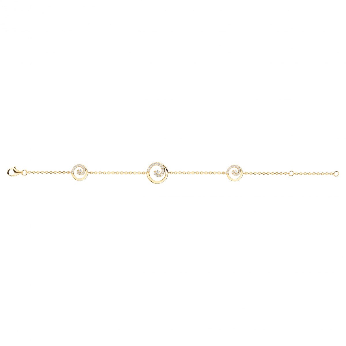 Bracelet souple en Plaqué Or avec oxyde de zirconium blanc