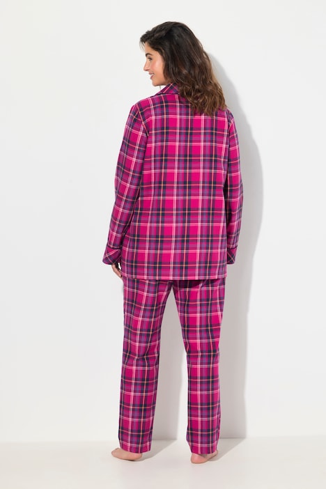 Pyjama, Flanell, Karo, Reverskragen, Langarm