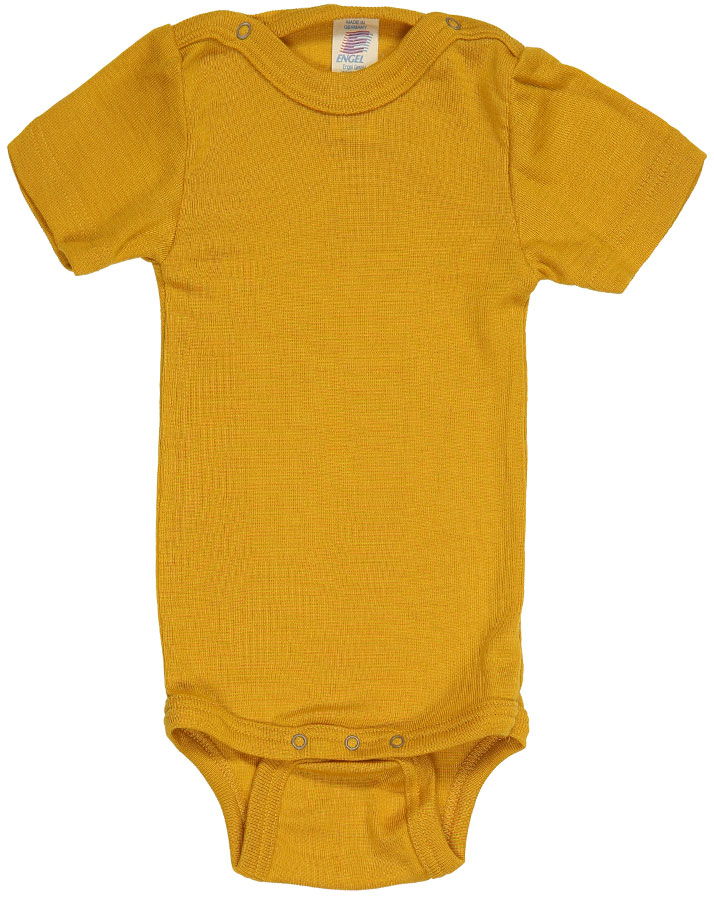Kurzarm-Body ESSENTIAL UNI mit Seide in safran
