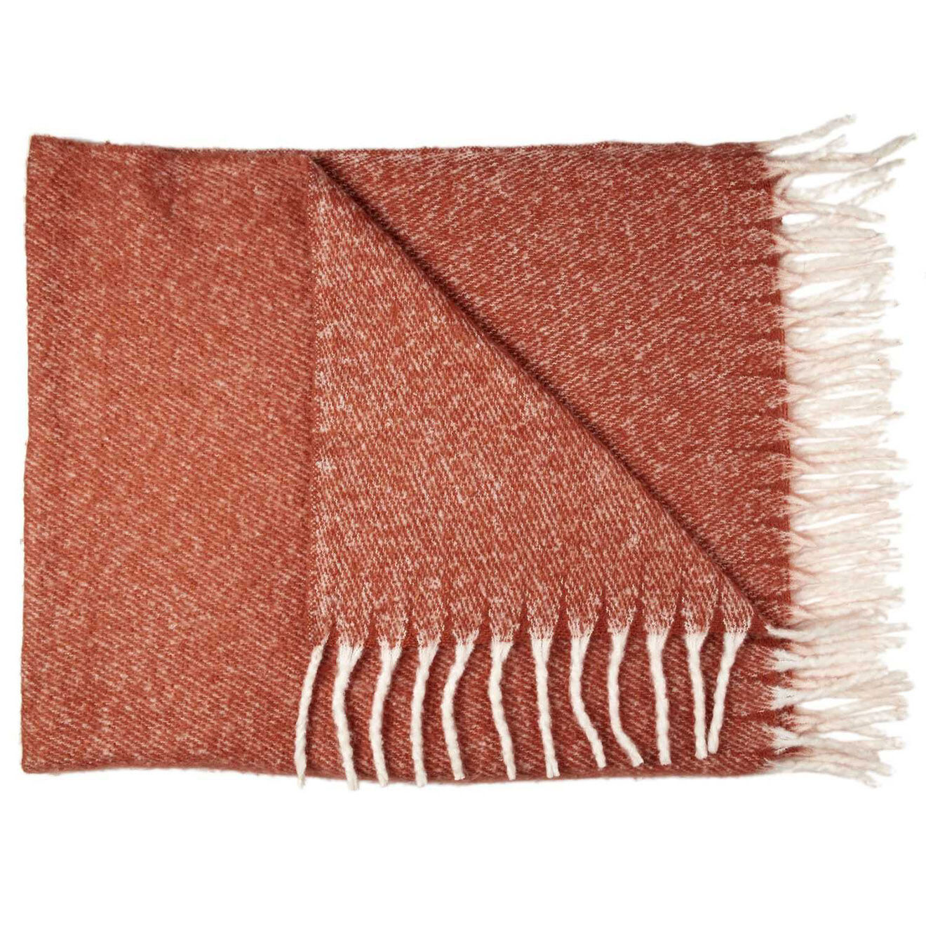 Home Deco Factory Plaid à franges terracotta - 120x150 cm