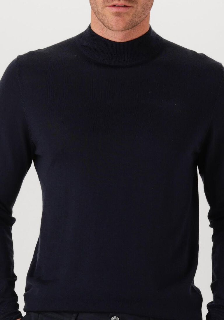 donkerblauwe profuomo coltrui pullover mock neck merino