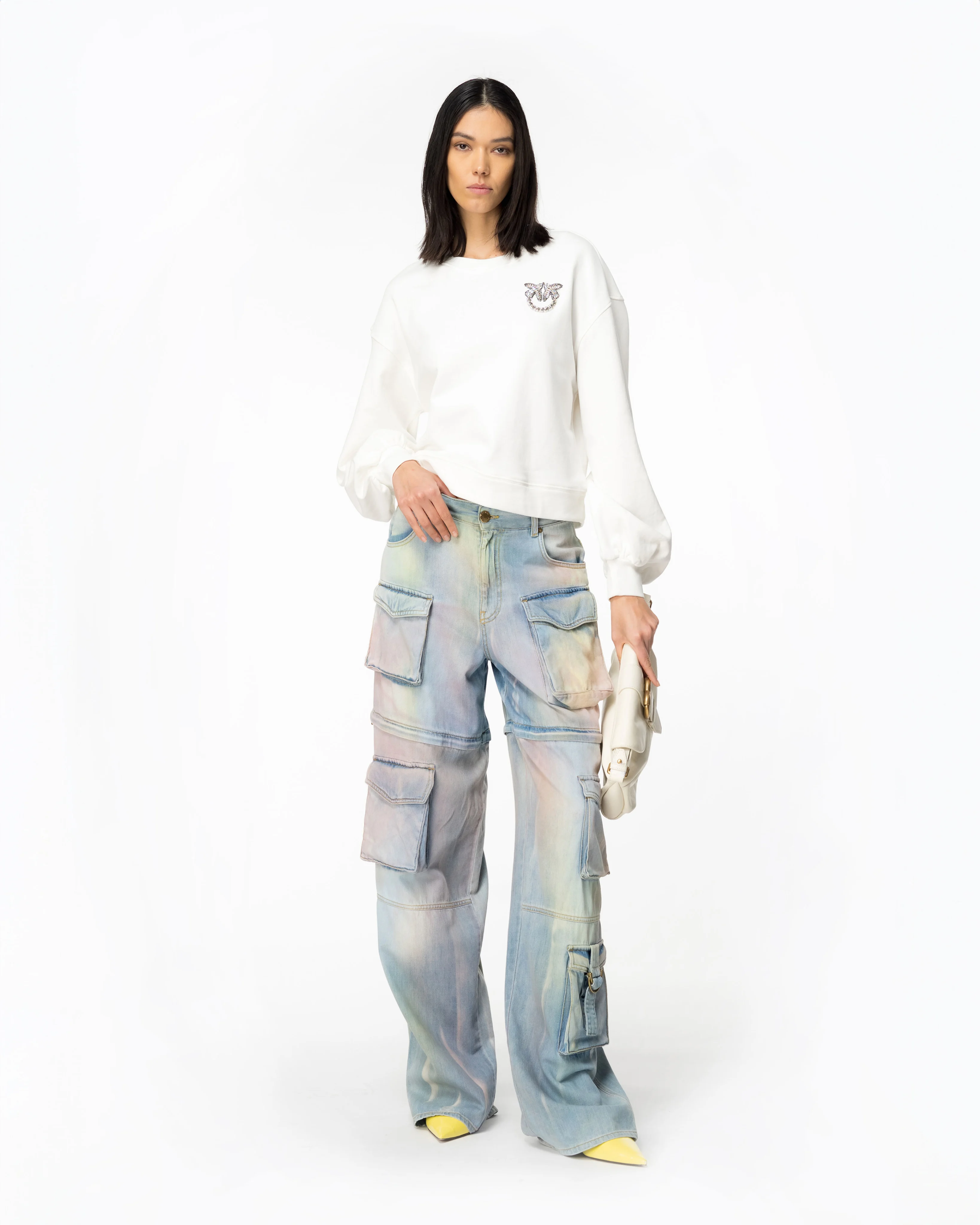 Sweat-shirt boxy avec broderie love birds | Blanc