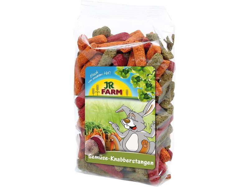 JR Farm Snack Gemüse Knabberstangen, 125 g Ergänzungsfuttermittel für alle Nager und Zwergkaninchen