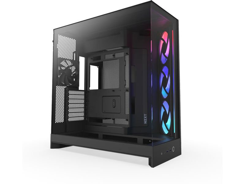 NZXT PC-Gehäuse H9 Flow RGB Schwarz Hochwertiges ATX-Gehäuse mit optimiertem Airflow und integrierter RGB-Beleuchtung