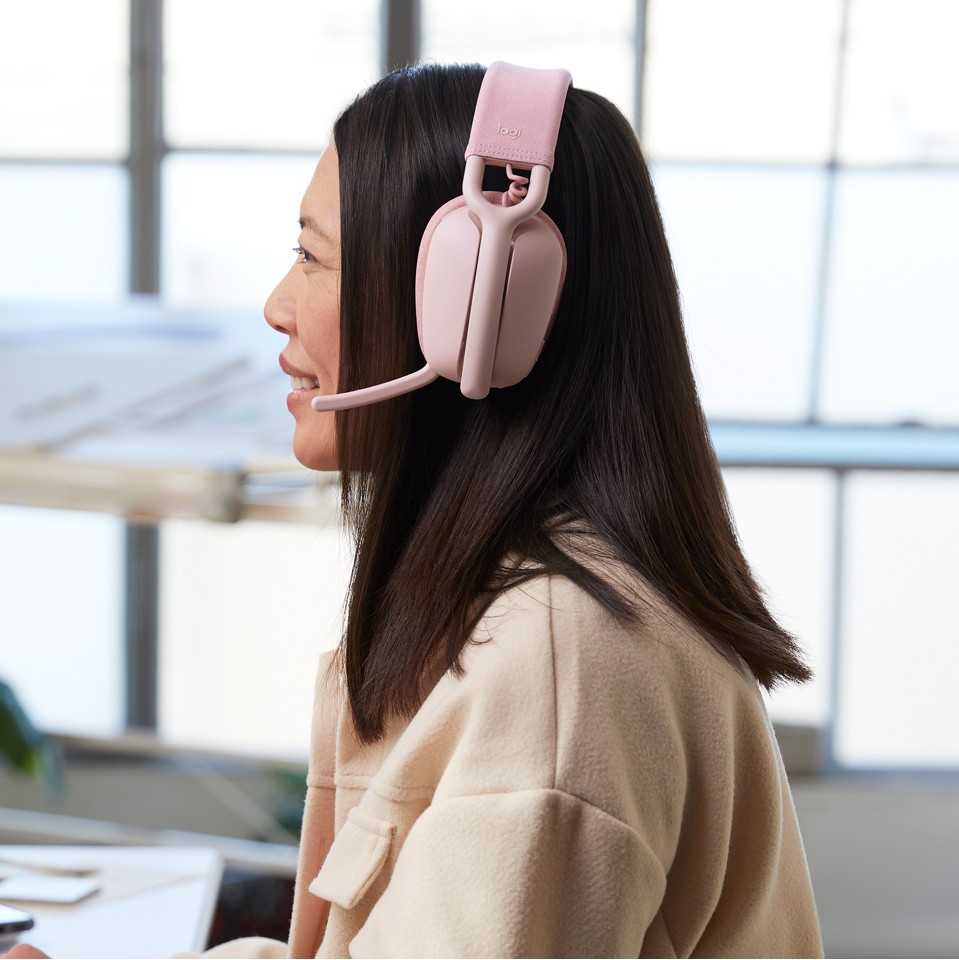 Logitech Zone Vibe 100 Trådløse over-ear letvægtshøretelefoner med støjreducerende mikrofon - ROSE