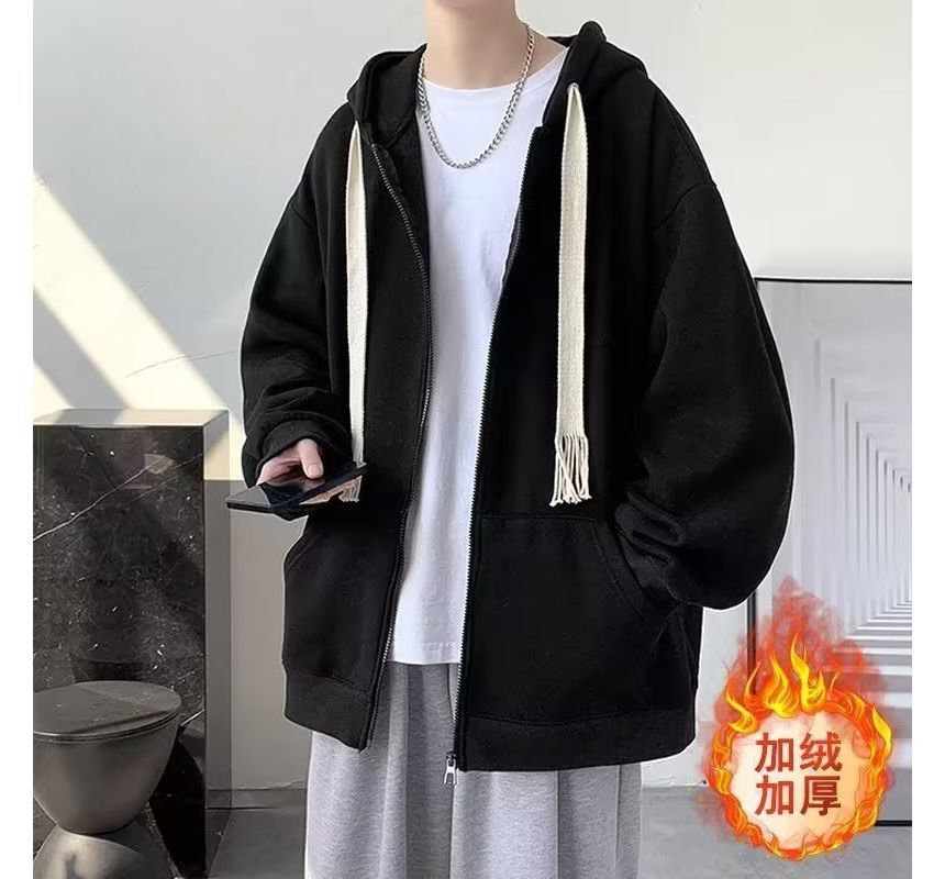 Acrius - Effen oversized hoodie met rits / sokken