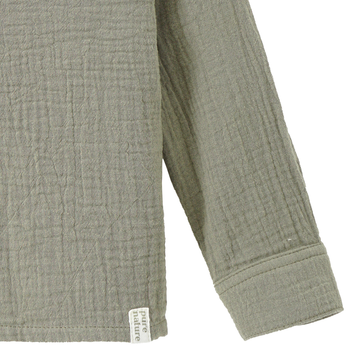 Topomini Pure Collection Baby Musselin-Hemd mit Stehkragen oliv