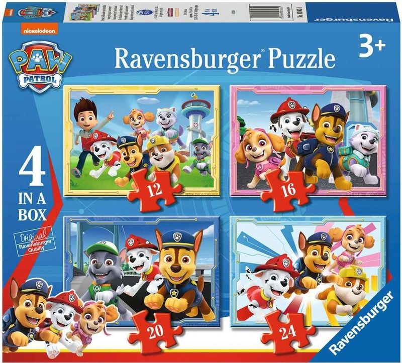 Paw Patrol - 4 in a Box Puzzel - 12+16+20+24 Stukken