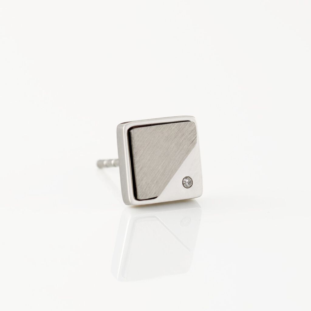 Boucle D'oreille Puce Unitaire Acier Blanc Tiago Diamant