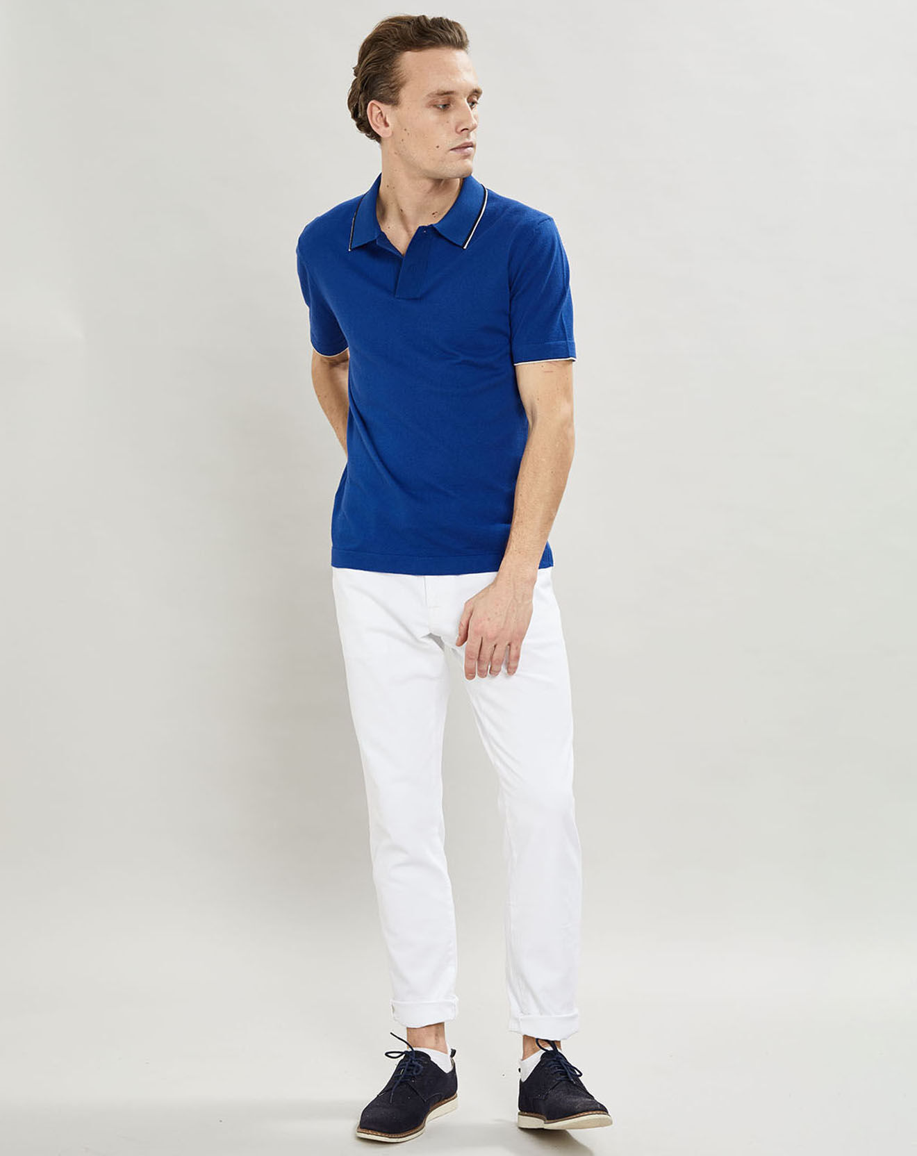 Hackett London Polo en maille Coton & Soie  bleu