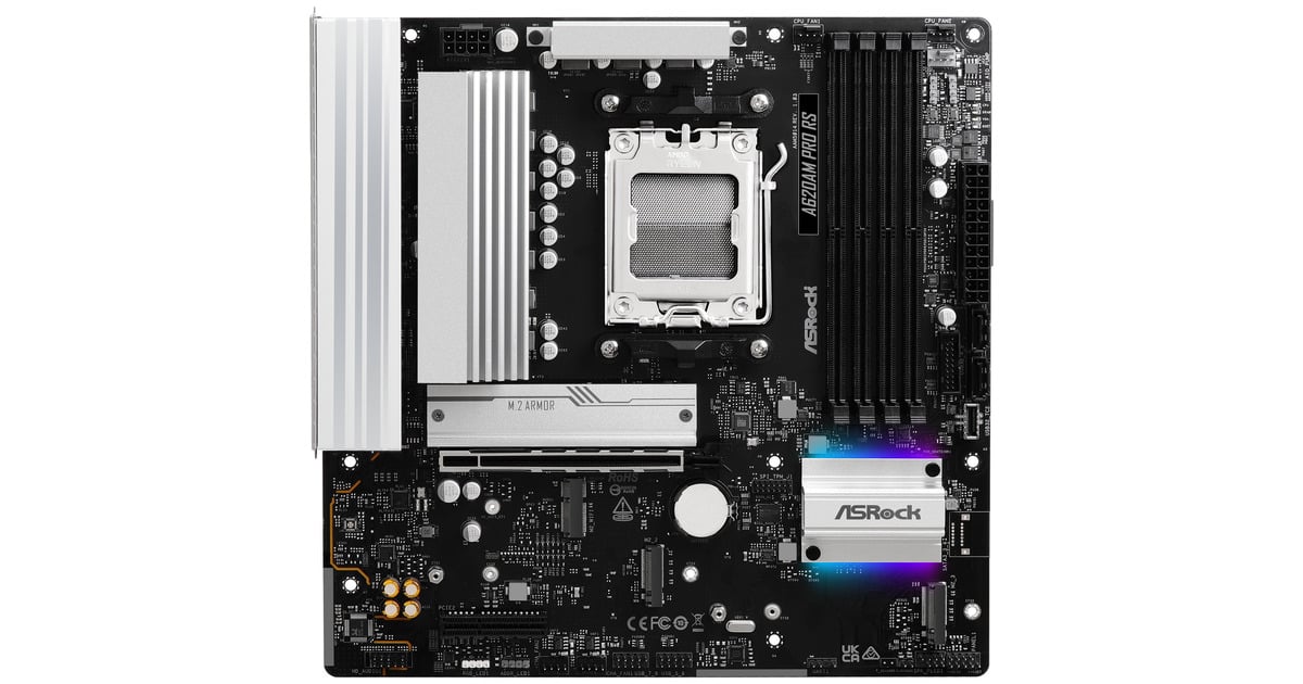 ASRockA620AM PRO RS socket AM5 moederbord  (RAID, 2.5Gb-LAN, Sound, µATX, Tweedekans)