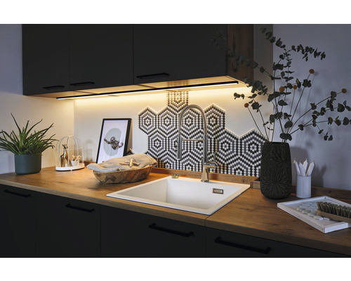 Paulmann aluminium profiel met witte diffuser, basis aluminium/zwart, 2,0 m