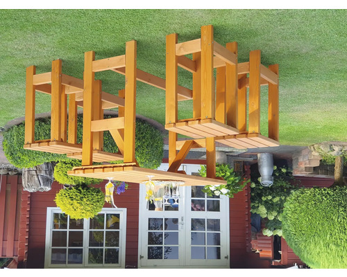 Promadino barset, 4-zits tafel, 4 krukken, hout, honingkleur