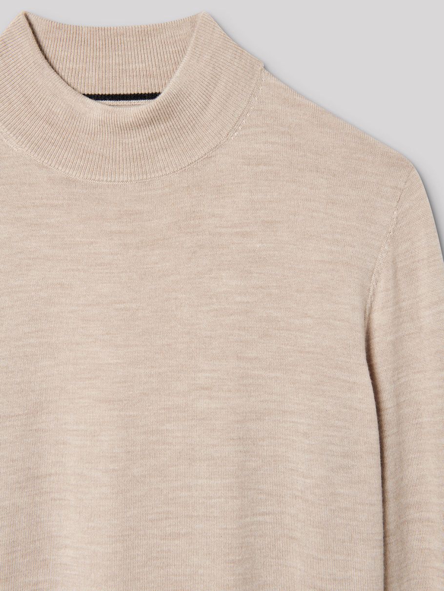 Pull col cheminée en laine mérinos