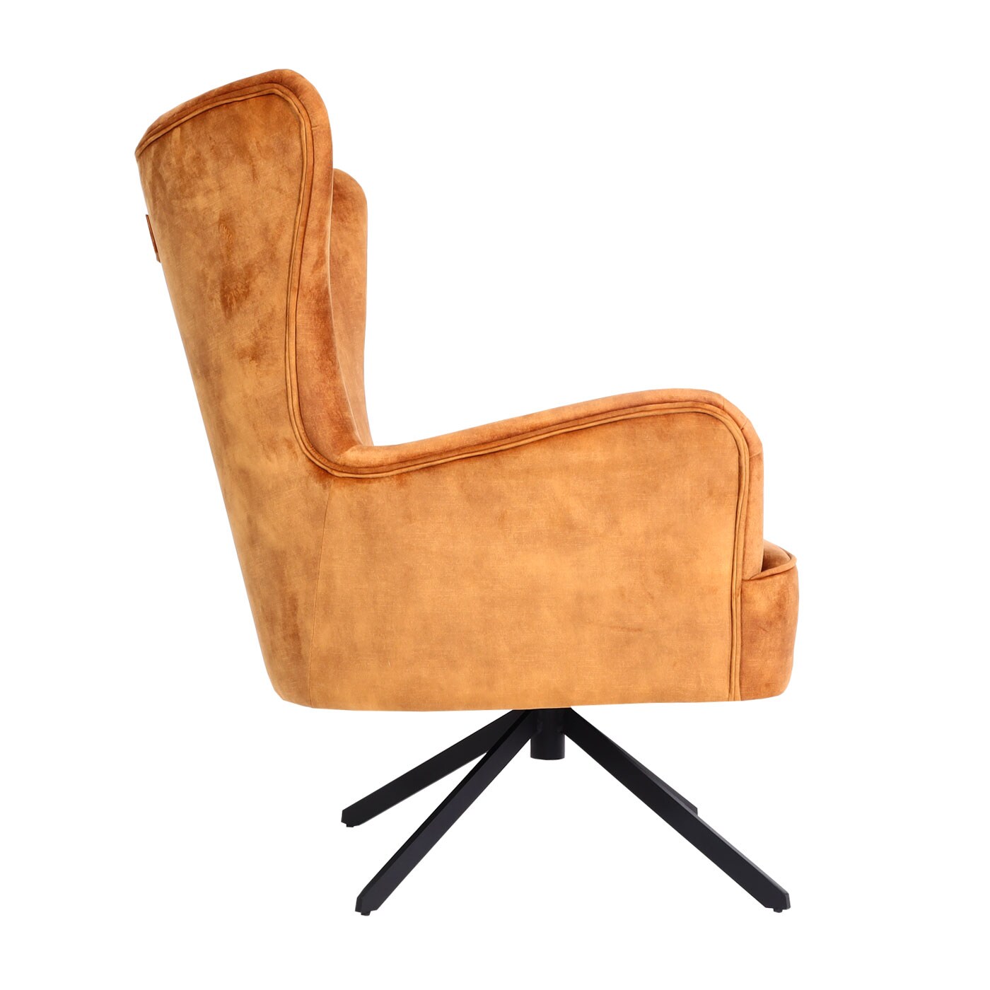 Lounge-Sessel MCW-L63, Cocktailsessel Polstersessel Relaxsessel, drehbar, vintage Samt Metall ~ gold-braun