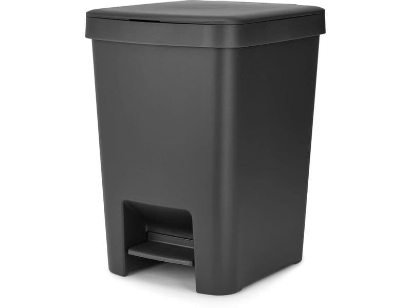 Brabantia Recyclingbehälter StepUp 25 l, Dunkelgrau Treteimer für Recycling Materialien