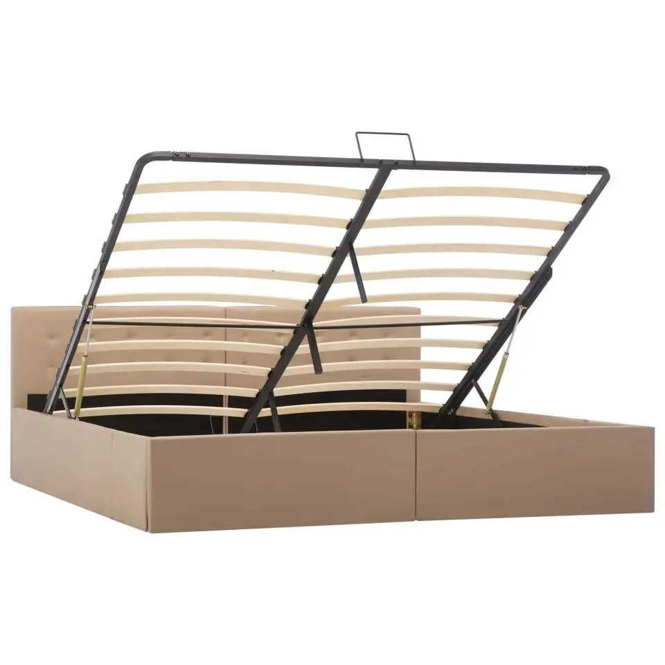 vidaXL - Tweepersoonsbed met opbergruimte - Kunstleer - Cappuccino - 180x200 cm