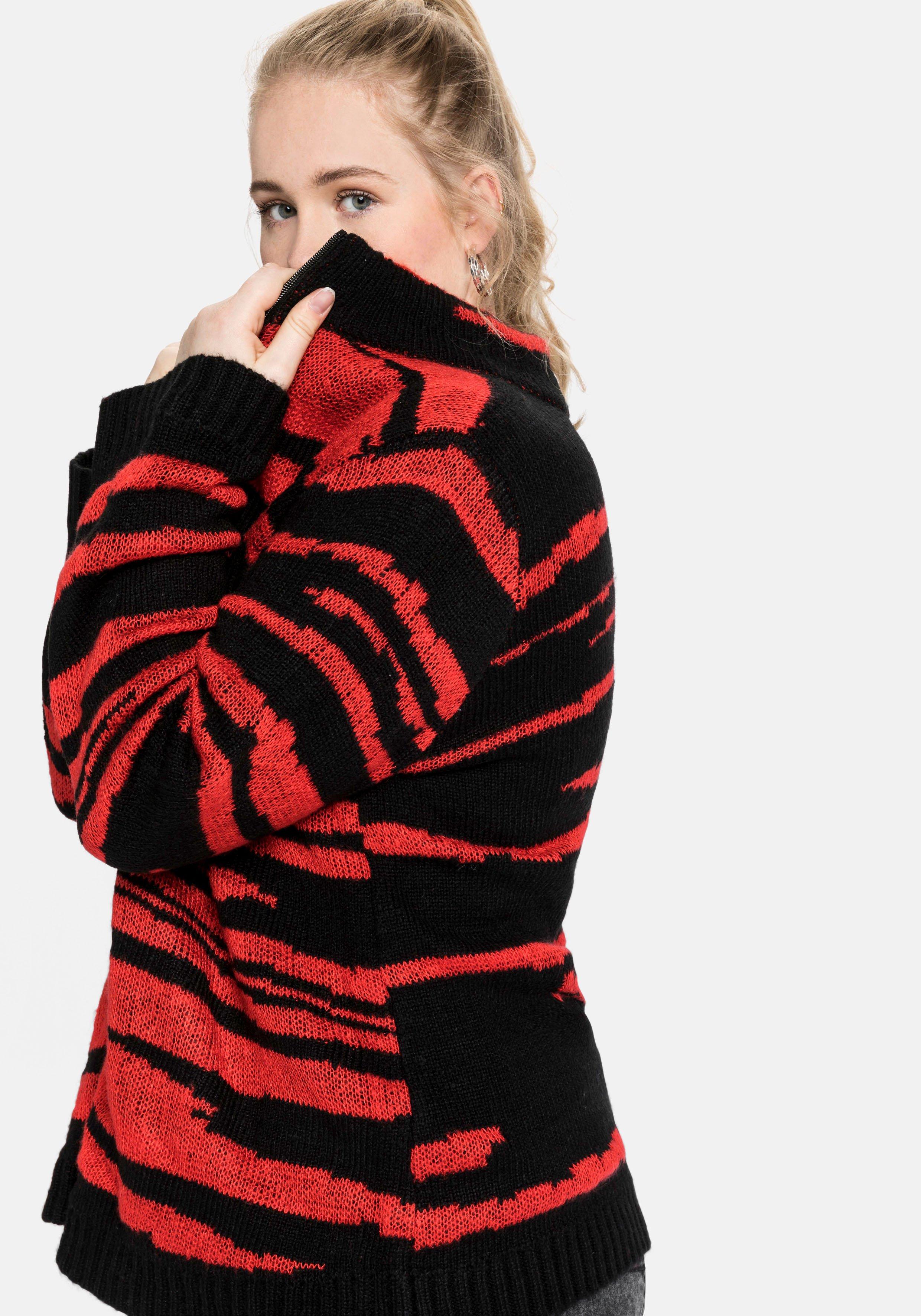 Strickjacke mit Jacquardmuster in Animal-Optik