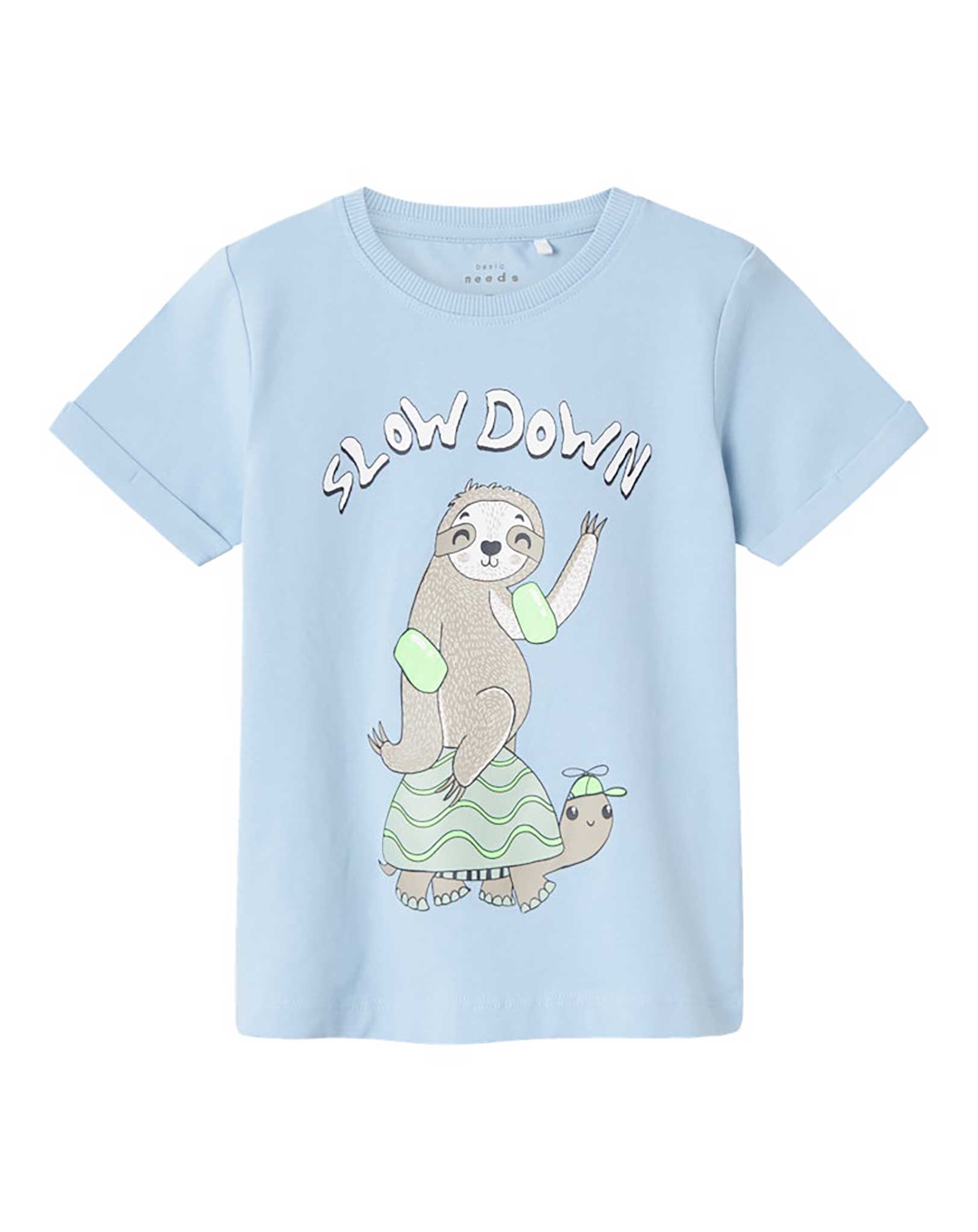 T-Shirt NMMVUX SLOW DOWN in chambray blue