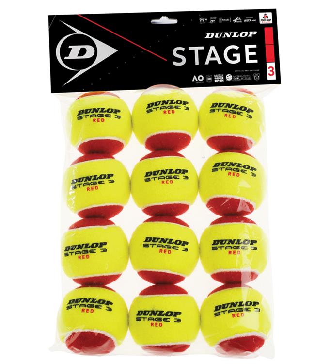 Dunlop STAGE 3 RED 12POLYBAG Tennisballen
