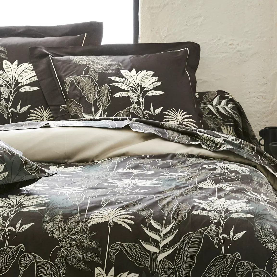 Taie de traversin satin de coton (L200 cm) Cayenne Noire