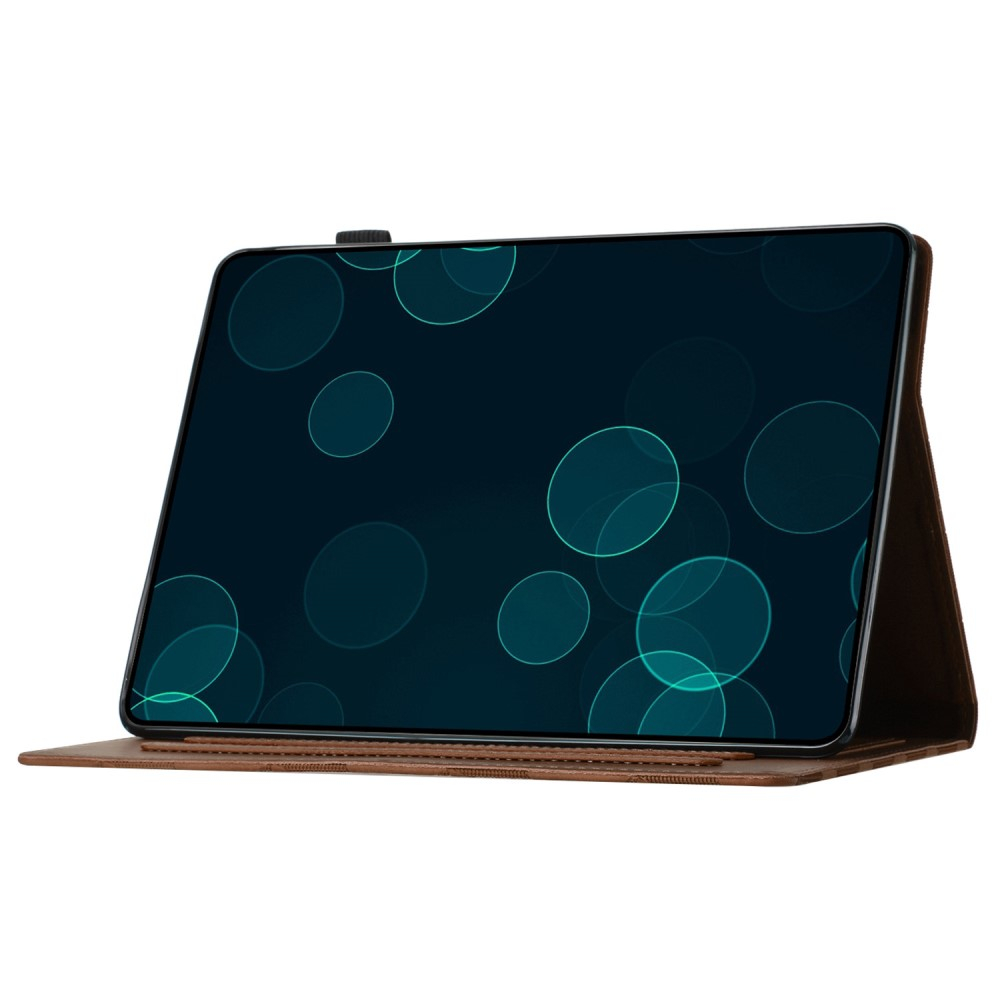 iPad Mini 7 (2024) / Mini 6 (2021) Leder Tasche Flip Cover mit Magnetverschluss und Kartenfächern im Diamant Look - Braun
