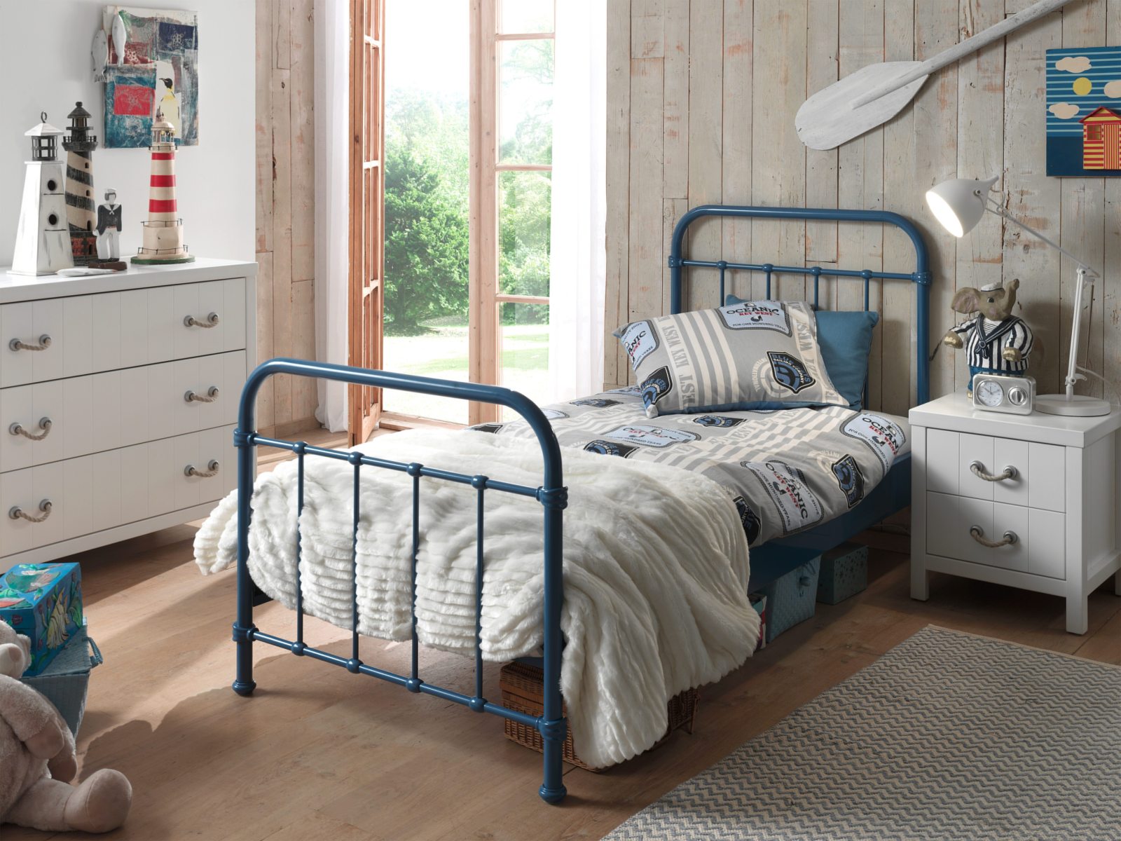 Metallbett NEW YORK - blau - Metall - 90x200 cm