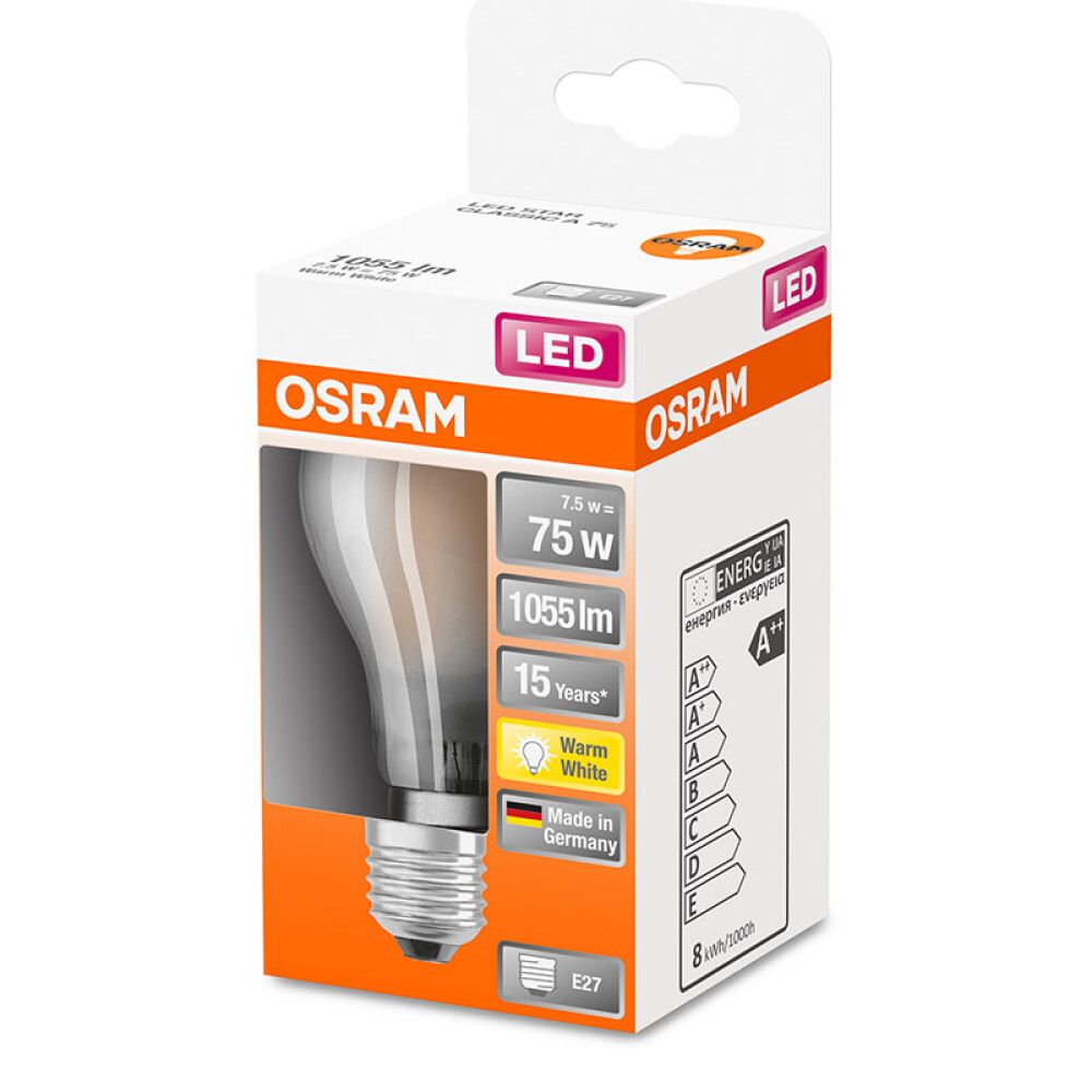 LYSPÆRE OSRAM CLAS A LED E27 7,5W