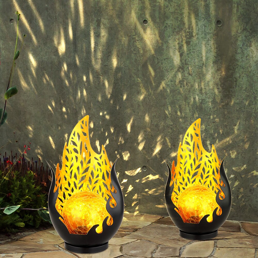 LED Solarleuchte, Wetterfest, schwarz, gold, Akku, H 26,5cm