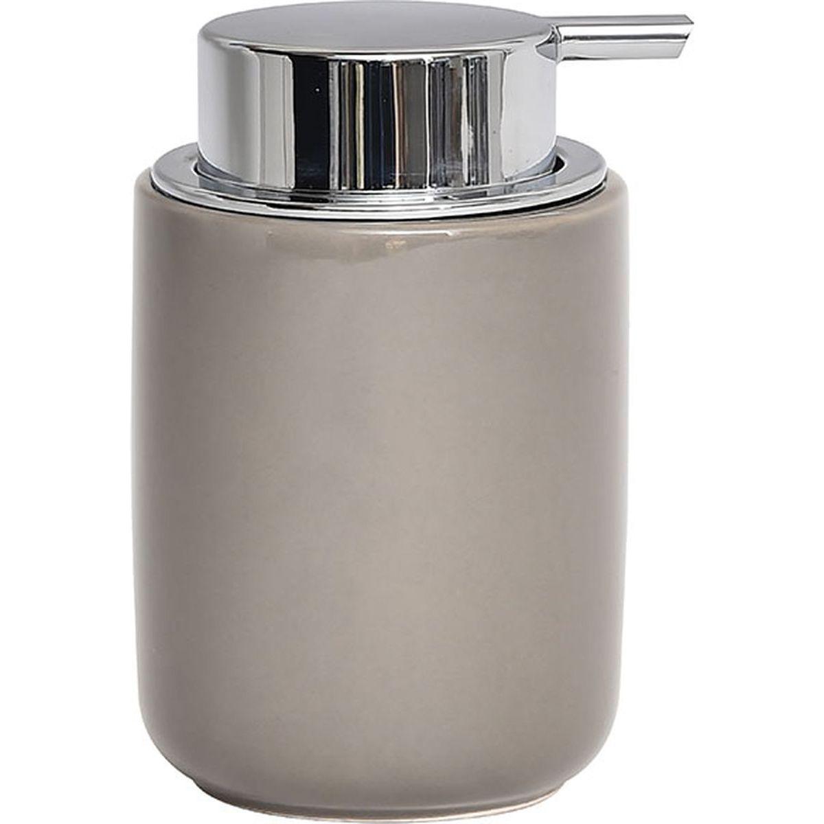 DISTRIBUTEUR A SAVON DOLOMITE ROND POMPE CHROME TAUPE