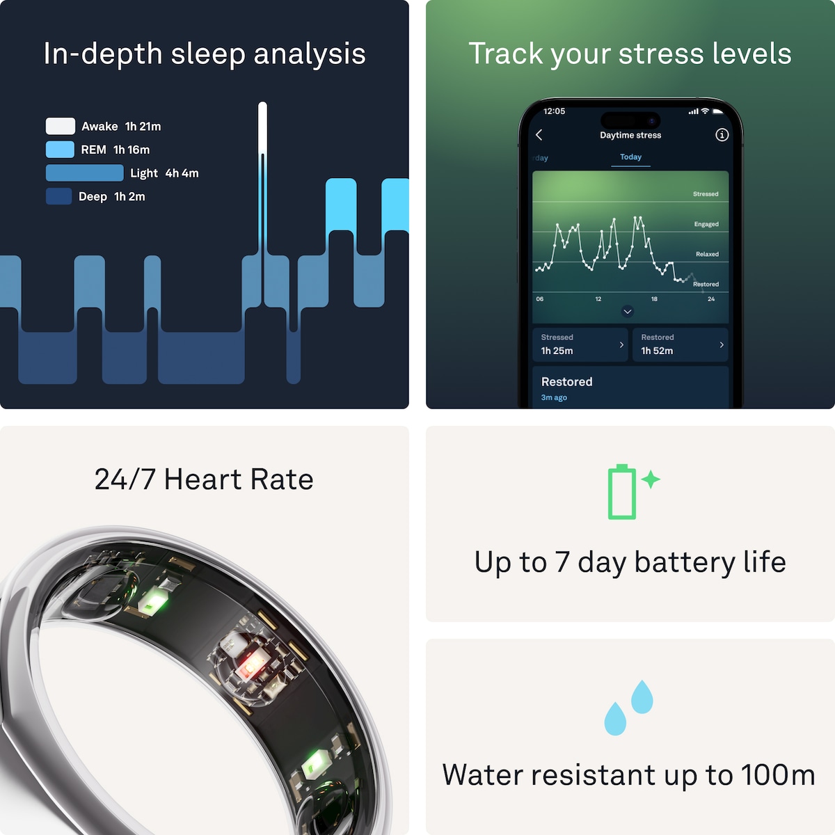 Oura-ring Gen3 Heritage smartring størrelse 6 (Silver)