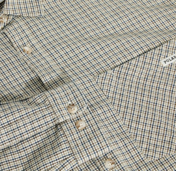 Polar Skate Co Mitchell LS Shirt Creme Check