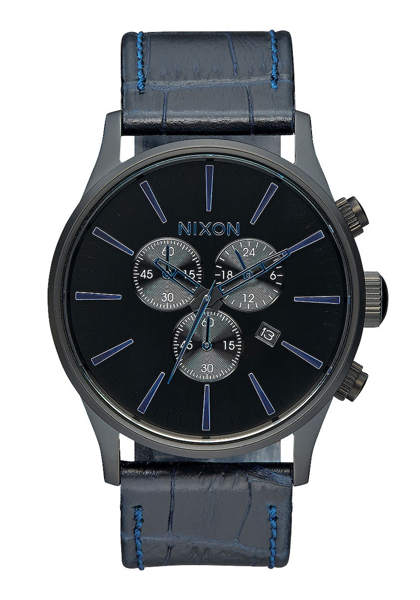 Nixon The Sentry Chrono Leather Navy Gator A4052153