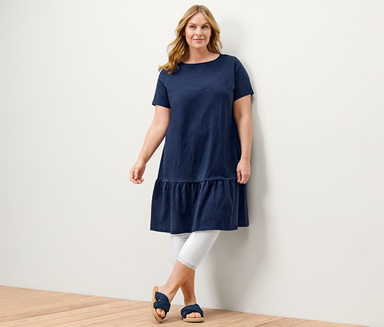 3/4-Leggings mit Spitzenborte, weiß