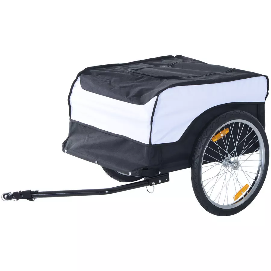 HOMCOM Transportanhänger fürs Fahrrad weiß, schwarz