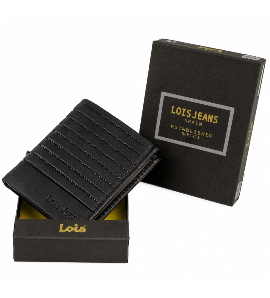 Carteira Lois em couro com porta-moedas interno e proteção RFID LOIS 202220 Preta