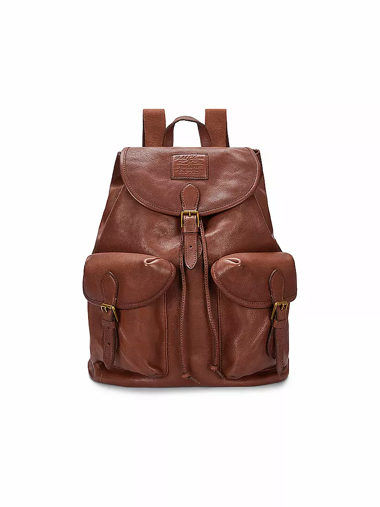 POLO RALPH LAUREN Leder Rucksack  braun