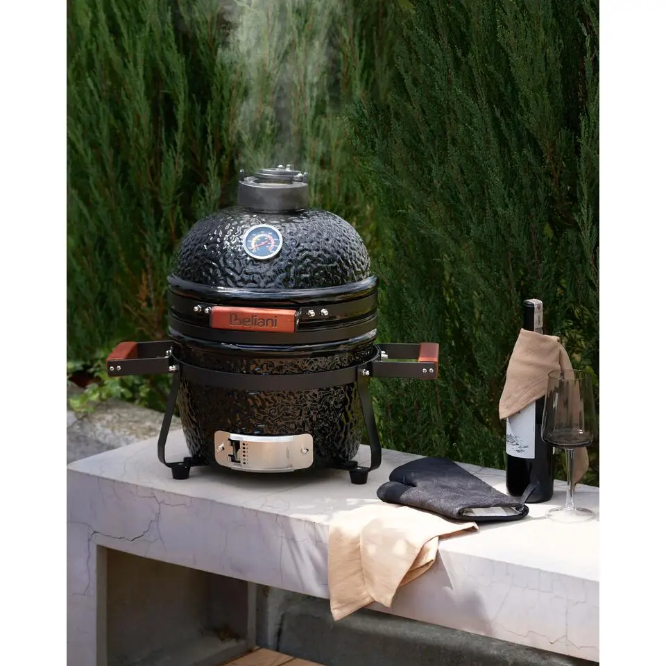 KAMADO - Mini houtskoolgrill - Zwart - Keramiek