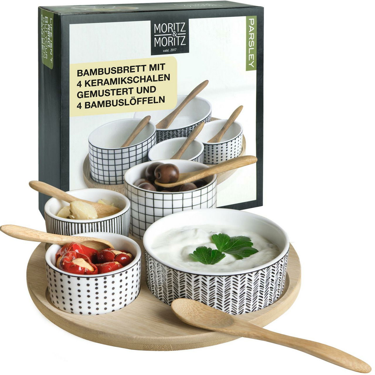 Moritz & Moritz Servierset Bambus mit 4 Schale