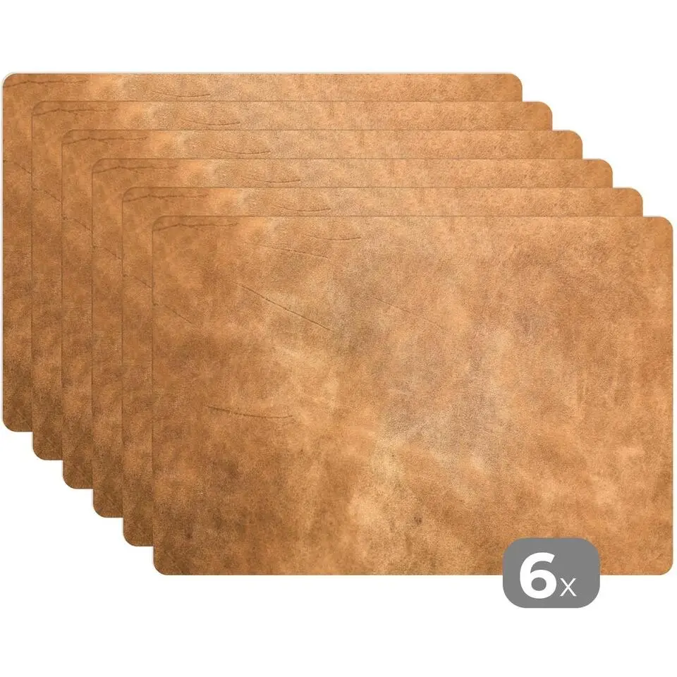 MuchoWow Placemat (6stuks) 45x30cm Leer Structuur Lederlook