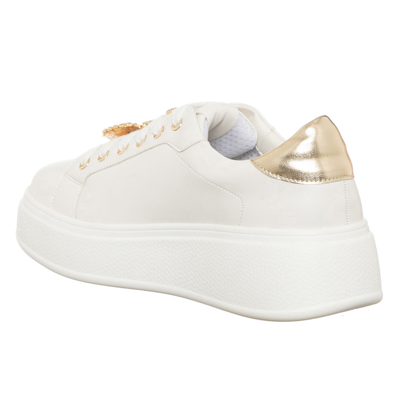 Loretta by Loretta Sneakers Liz blanc/doré - Plateforme 5 cm