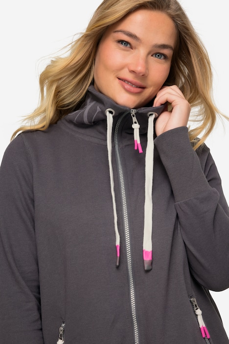 Sweatjacke, Stehkragen, Zipper, Langarm