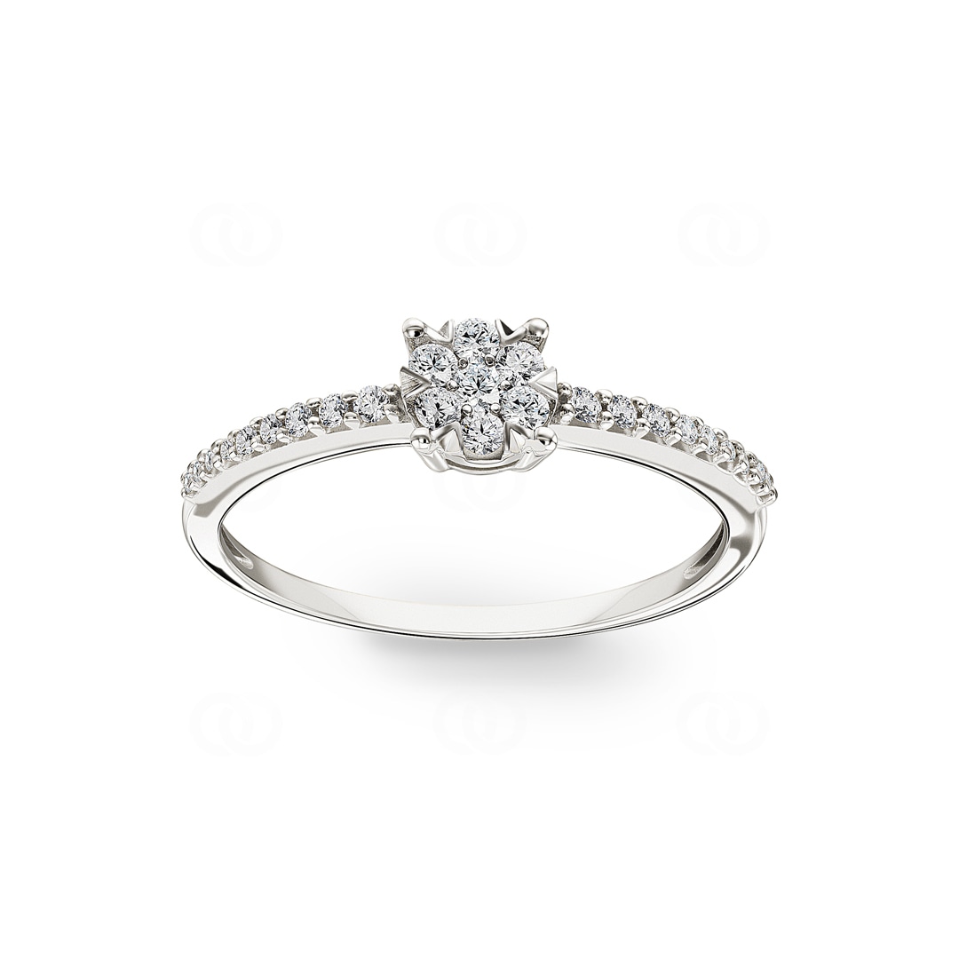Verlobungsring 750/18 K Weissgold mit Diamanten 0.24 ct H/si