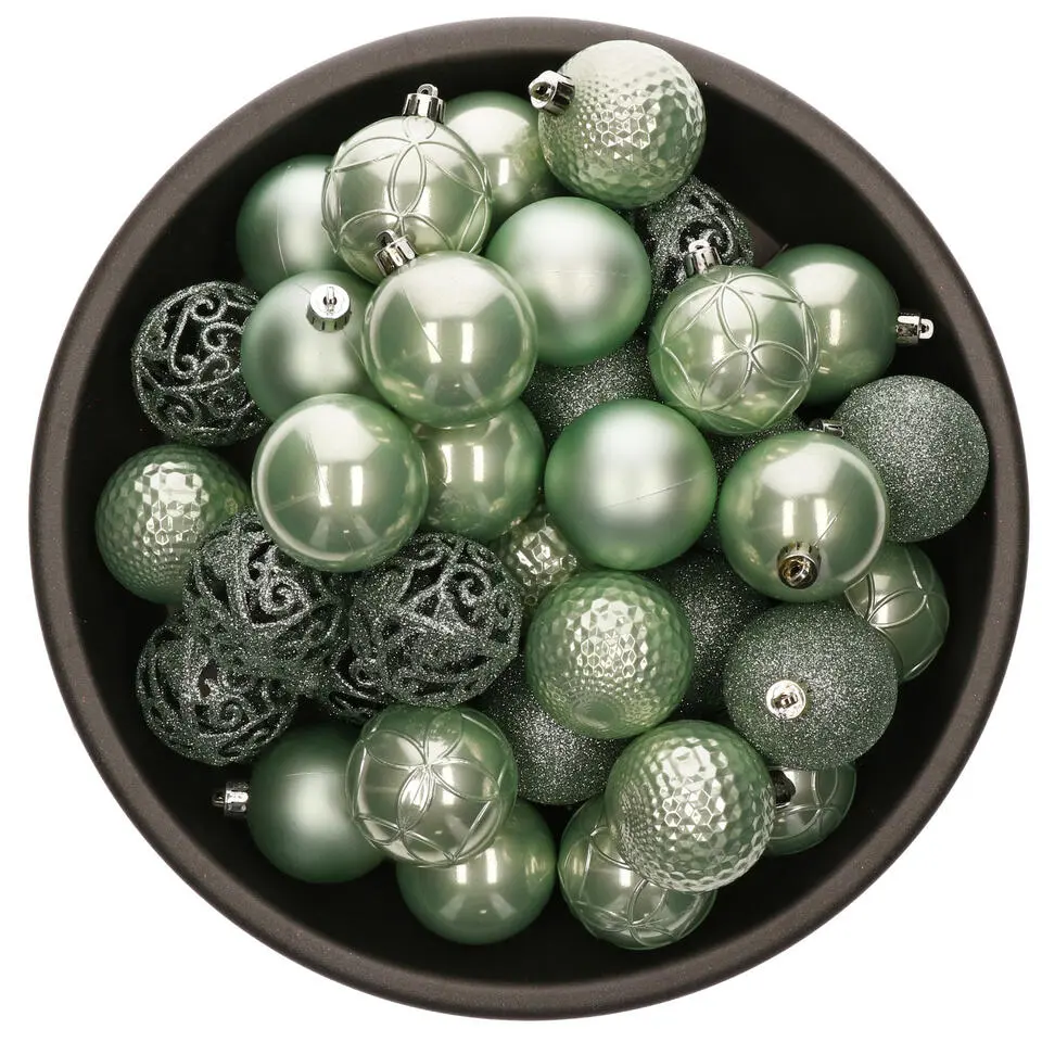Bellatio Decorations kerstballen -37x -mintgroen -6 cm -kunststof