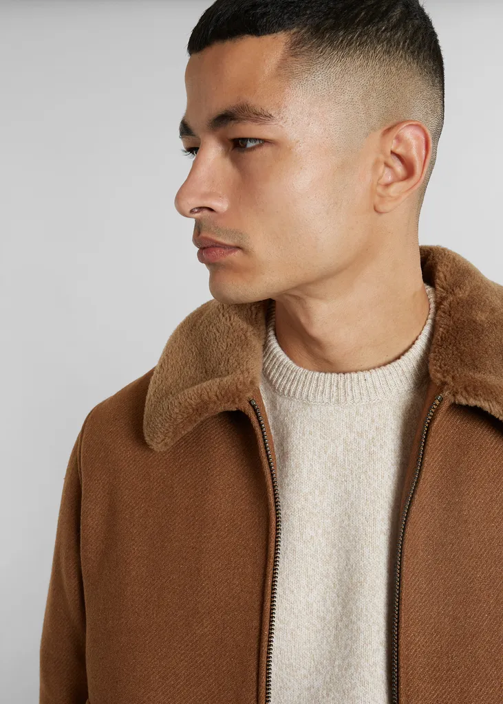 Blouson aviateur col mouton laine fabriquée en France L'Exception Paris