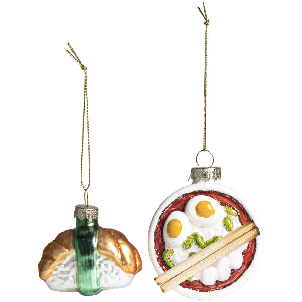 Kerst ornamenten Sushi en Pokebowl - glas - set