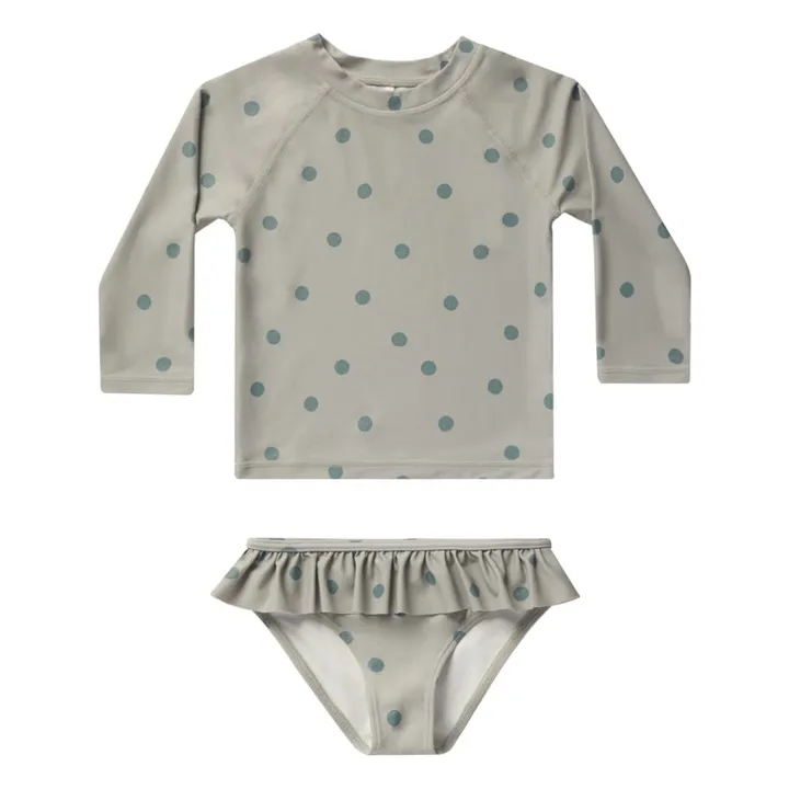Rylee + Cru T-Shirt et Culotte de Bain Anti-UV à Pois | Vert de gris